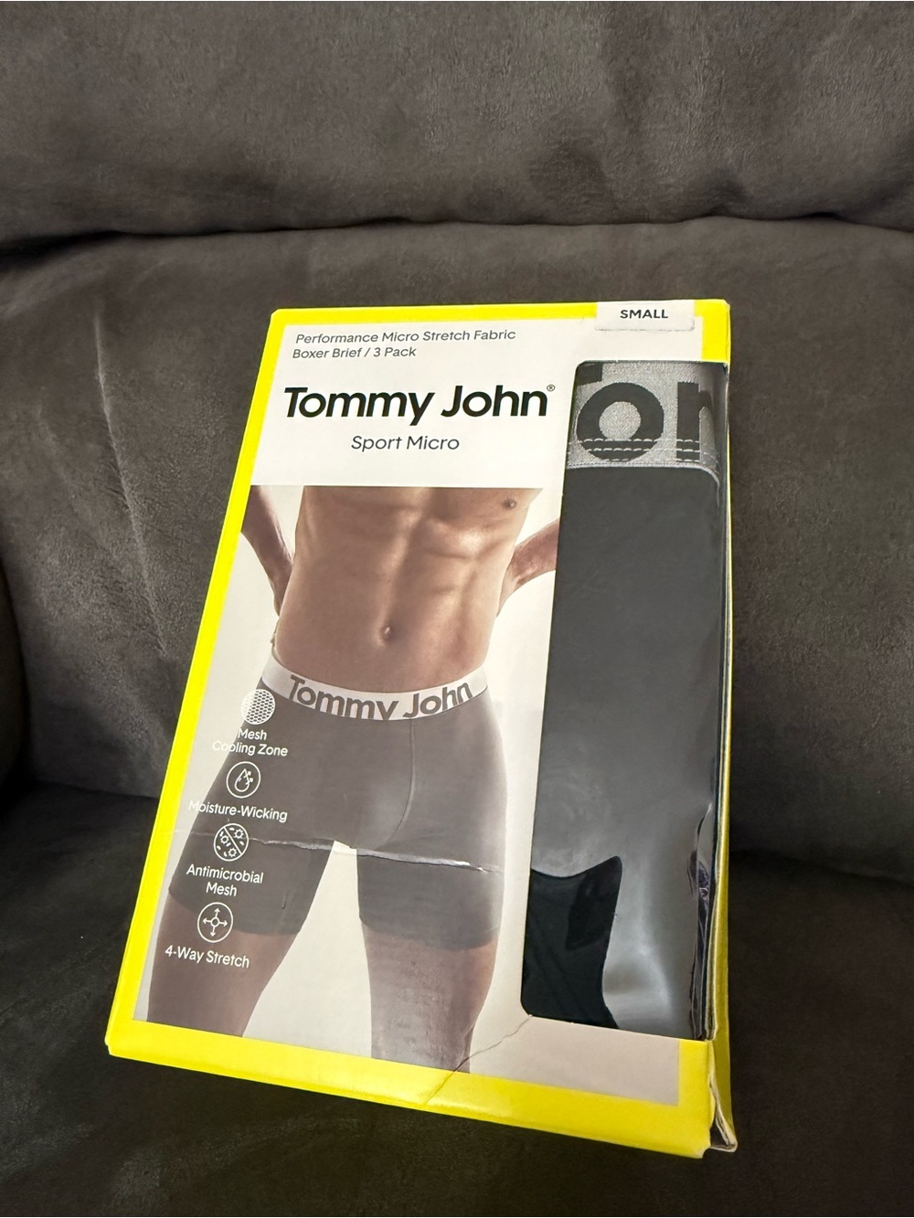 Tommy John Sport Micro Boxer Briefs - Black with White Waistband Logo